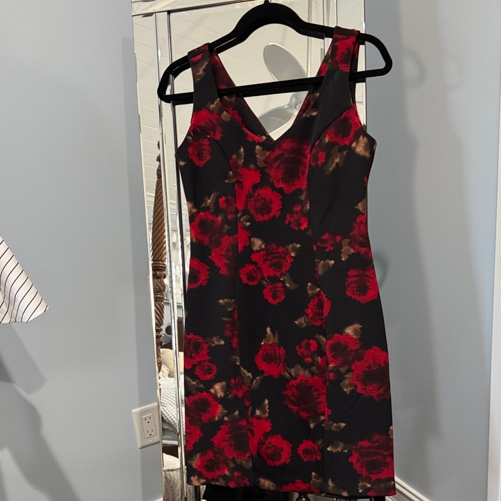 Rinascimento Vibrant Red and Earthy Brown Dress